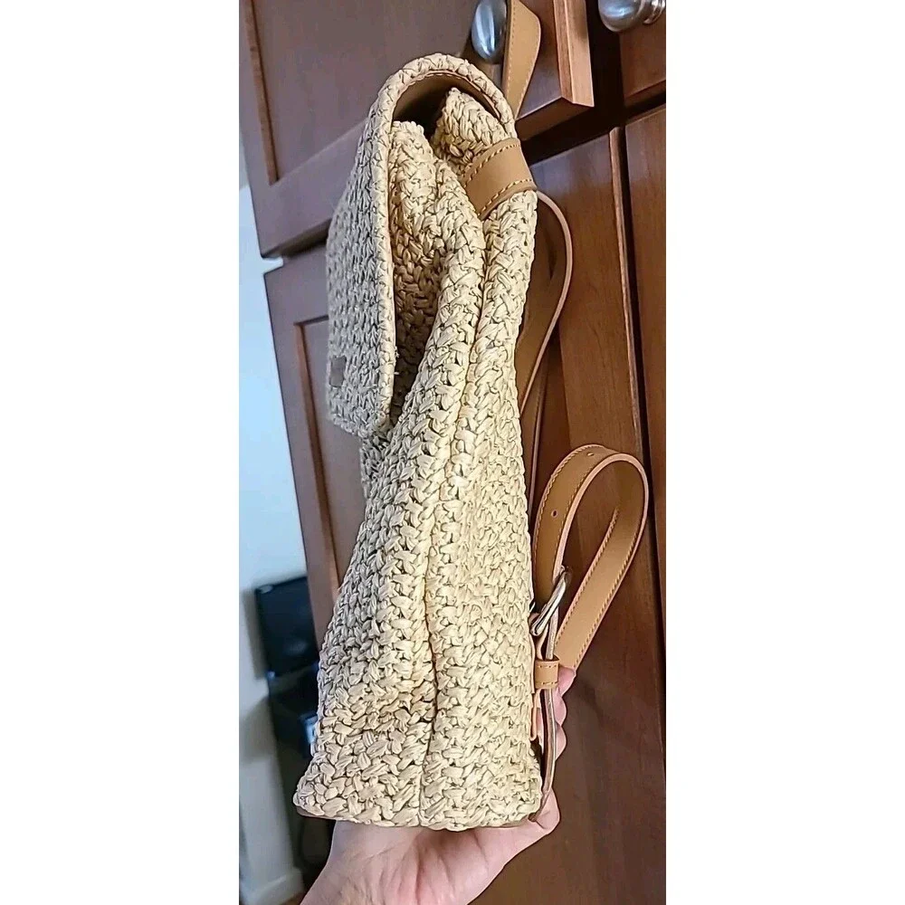 NINE WEST*Vegan* Straw Woven * 2 Tone Natural Colors*Nautical boho - Picture 12 of 13